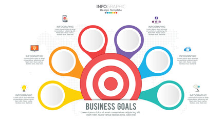 Fototapeta na wymiar Target with Four steps to your goal infographic template for web, business, presentations.