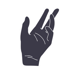 Silhouette of an outstretched open hand. Vector illustration isolated on a white