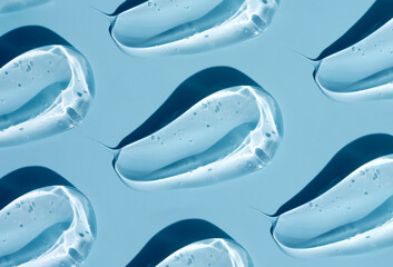 pattern cosmetic smears cream gel texture on a blue background