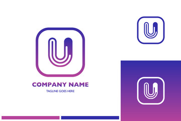 Logo set letter U with gradient on 3 different backgrounds. Vector graphic design company logo. Editable vector design.