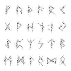 Fototapeta na wymiar Runic alphabet scandinavian grey scratched letters