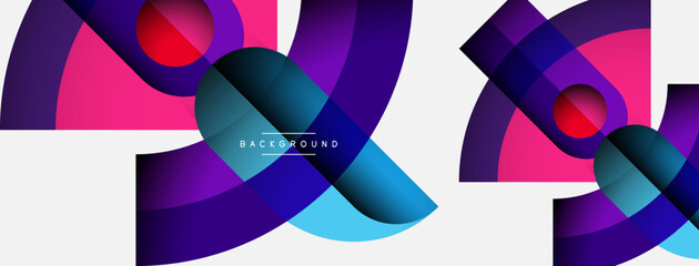 Geometric abstract background. Round shapes, circles, lines composition for wallpaper banner background or landing page