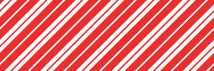 Christmas candy cane striped seamless pattern. Christmas candycane background with red stripes. Caramel diagonal print. Xmas traditional wrapping texture. Vector illustration.