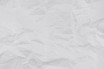 White crumpled paper texture background, clean white wrinkled paper, top view.