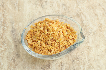 Crunched roasted peanut in the bowl