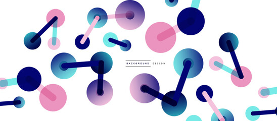 Line points connections geometric abstract background. Circles connected by lines. Trendy techno business template for wallpaper, banner, background or landing