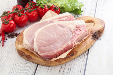 Raw pork t-bone steak for grill
