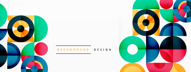 Colorful circle abstract background. Minimal geometric template for wallpaper, banner, presentation