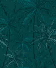 Retro Palm Vector illustration Seamless Pattern On Beige background Color, Palm Beach Pattern