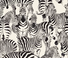 Foto op Canvas Zebra seamless pattern on  background color, Safari Wildlife, Animal © nuch