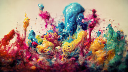 Lots of colorful splashes of oil paint as a background