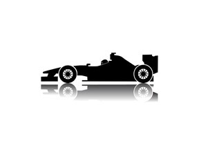 formula one vector silhouette, side view racing car, isolated on white background.