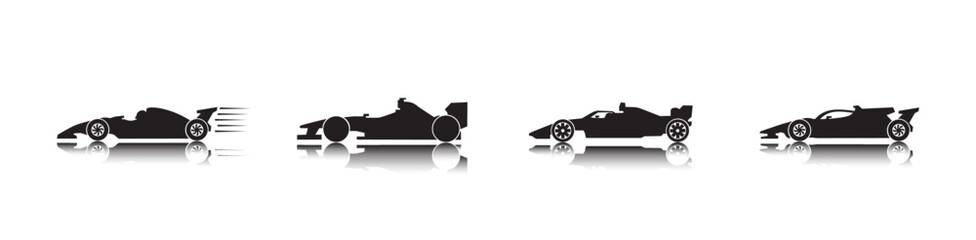 Set of race car vector silhouette