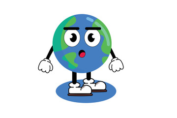Illustration vector graphic cartoon character of cute mascot earth with pose. Suitable for children book illustration and element design.