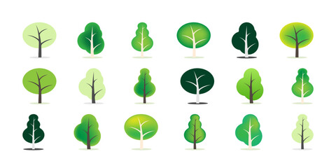 Set of green trees illustration