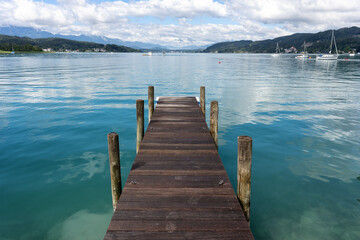 Dock at the Woerthersee in Carinthia, Austria
