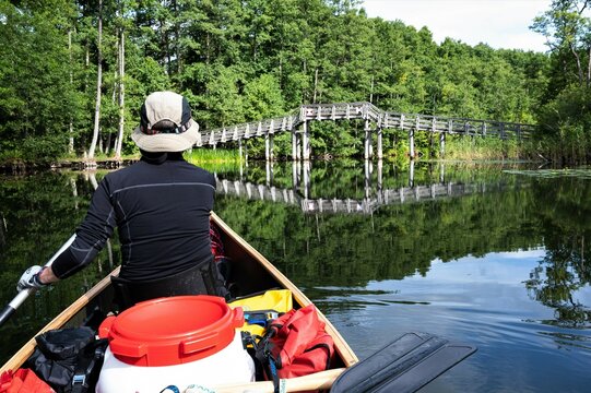 Paddelpartie auf der Havel - Alte Holzbr&uuml;cke &uuml;ber der Havel am Drossedower Bek