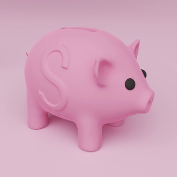 3d piggy bank on a pink background. 3d rendering