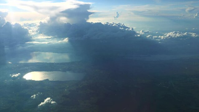 Swiss countryside around the Neuchatel, the Murten and the Biel lake, aerial view