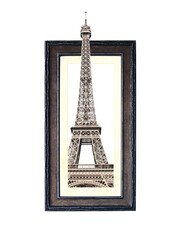 Famous landmark of Paris - Eiffel tower in wooden frame with 3d effect