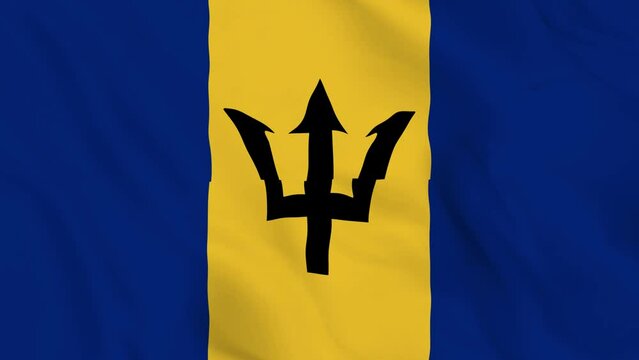 realistic Barbados waving flag. smooth 4k video seemless loop 