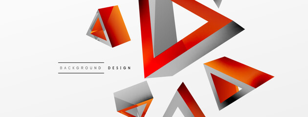 Triangle abstract background. 3d vector basic shape technology or business concept composition. Trendy techno business template for wallpaper, banner, background or landing