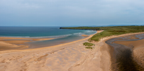 panorama landscape of Lacken Strand on the coast of North Mayo in Ireland