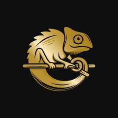 Chameleon mascot logo design vector illustration