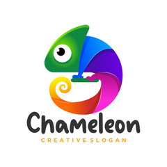 Chameleon mascot logo design vector illustration © pervector