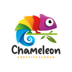 Chameleon mascot logo design vector illustration © pervector