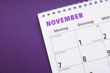 german calendar or monthly planner for november