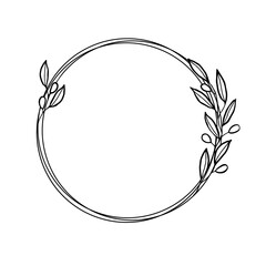 Olive wreath Sketched Floral Frame.Vector templates for Invitation Cards, Save the Date rustic hand drawn illustration
