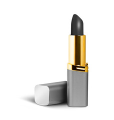 Black beautiful lipstick, isolated on white background