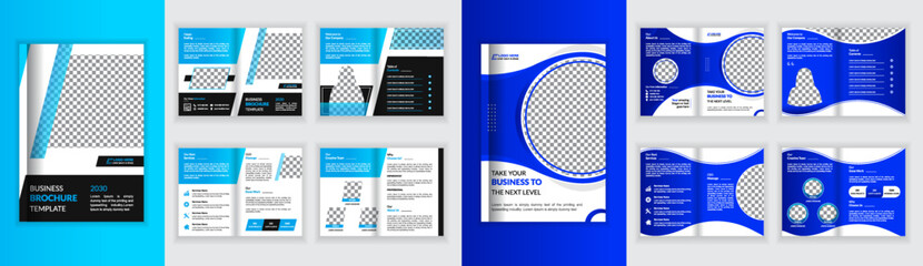 company profile brochure template layout design, 8 pages orange, blow color business brochure, Minimal corporate Brochure template or annual report, corporate company profile, editable template layout