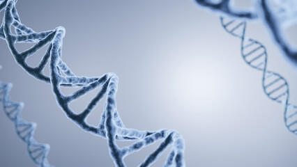 Light Blue DNA structure isolated background. 3D illustration