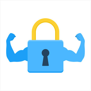 Security Access Safe Data Lock Muscle Strong Password Vector Illustration