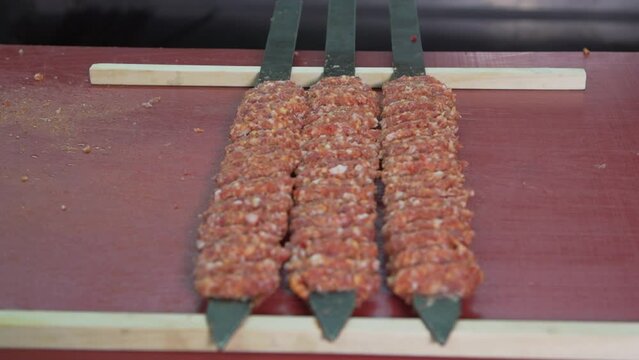 Meat shish, adana kebab.
Ready Turkish adana kebab.
