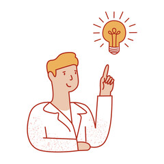 Idea lamp glowing near male doctor.