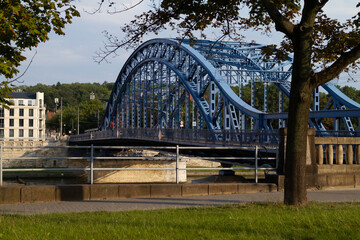 Fototapeta na wymiar Jozef Pilsudski bridge Kraków (Most Marszałka Józefa Piłsudskiego, Second Bridge, Józef Piłsudski) on Vistula River (Wisła) in Krakow, Poland.