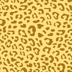 Seamless leopard vector pattern design, animal yellow and brown tile print background