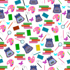 Funny pattern with school supplies