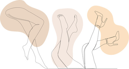 many female legs drawing by one continuous line vector