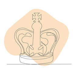 crown king drawing one continuous line vector
