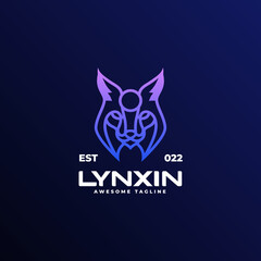 Vector Logo Illustration Lynx Gradient Line Art Style.
