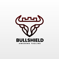 Vector Logo Illustration Bull Line Art Style.