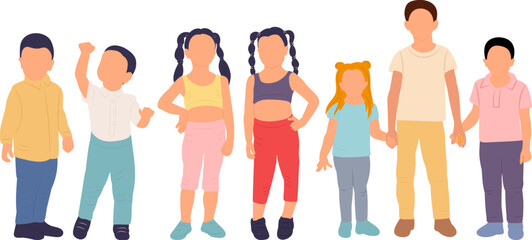 kids in flat style, isolated, vector