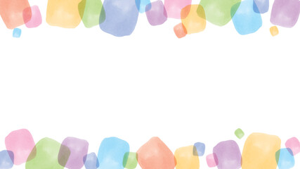 水彩風のカラフルな背景　フレーム　飾り（上下）