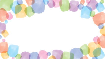 水彩風のカラフルな背景　フレーム　飾り（囲み）