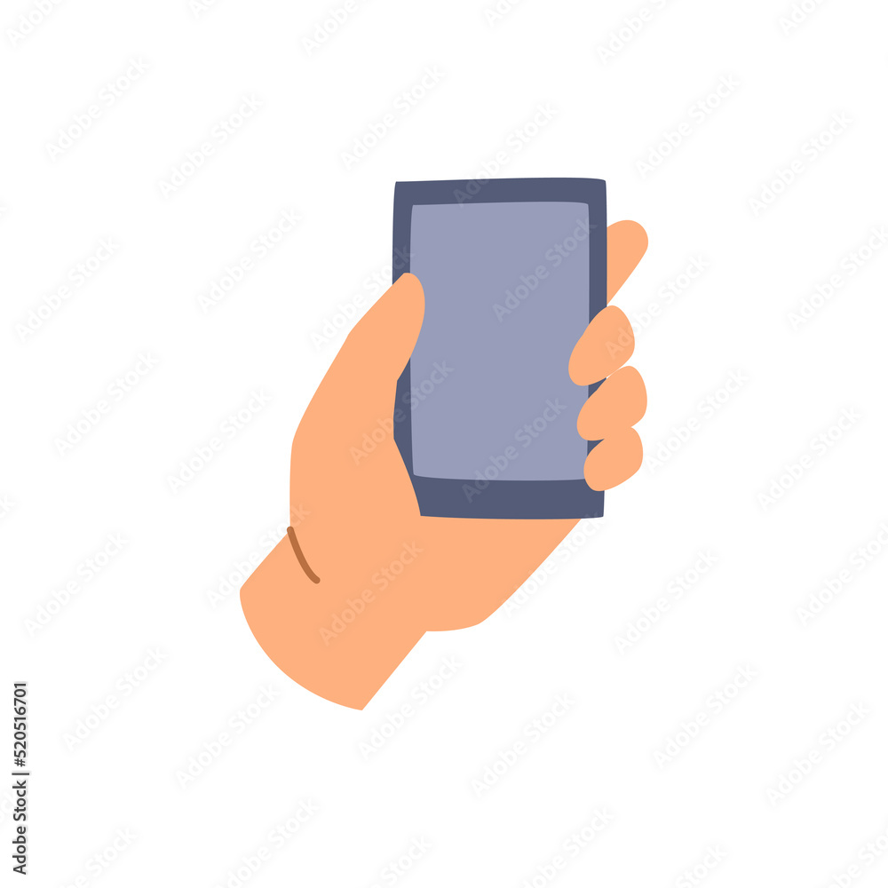 Poster smartphone with blank screen in hands. isolated mobile phone, gadgets modern technologies for commun