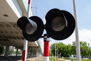 Automatic level crossing signaling device (SSP). S1 railroad warning device in the form of lights,...